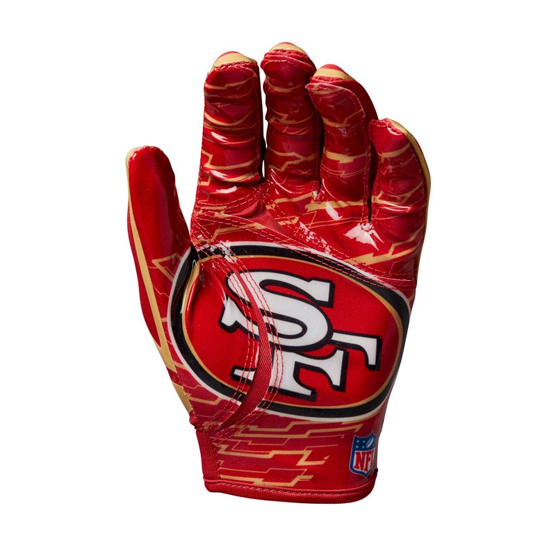Wilson NFL Stretch Fit Football Gloves - Adult, San Francisco 49ers - Image 2